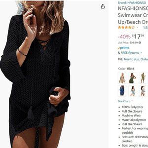 NFASHIONSO Women's Fashion Swimwear Crochet Tunic Cover Up/Beach Dress